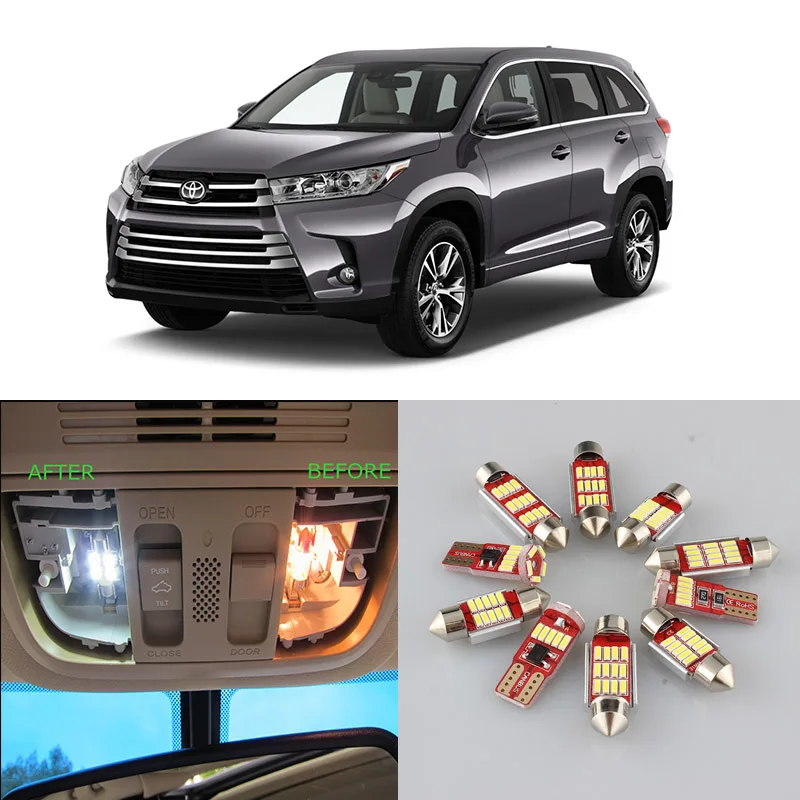 White Car Bulbs LED Interior Reading Light Kit For 2001-2014 2015 2016 2017 2018 2019 Toyota Highlander Map Dome License Lamp | Автомобили