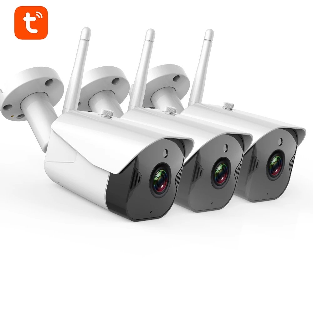 Tuya, домашние камеры безопасности, система, Wifi, комплект видеонаблюдения, CCTV, 1080 P, для улицы, ночное видение, двухстороннее аудио, водонепроницаемый, NVR комплект - Цвет: set 3