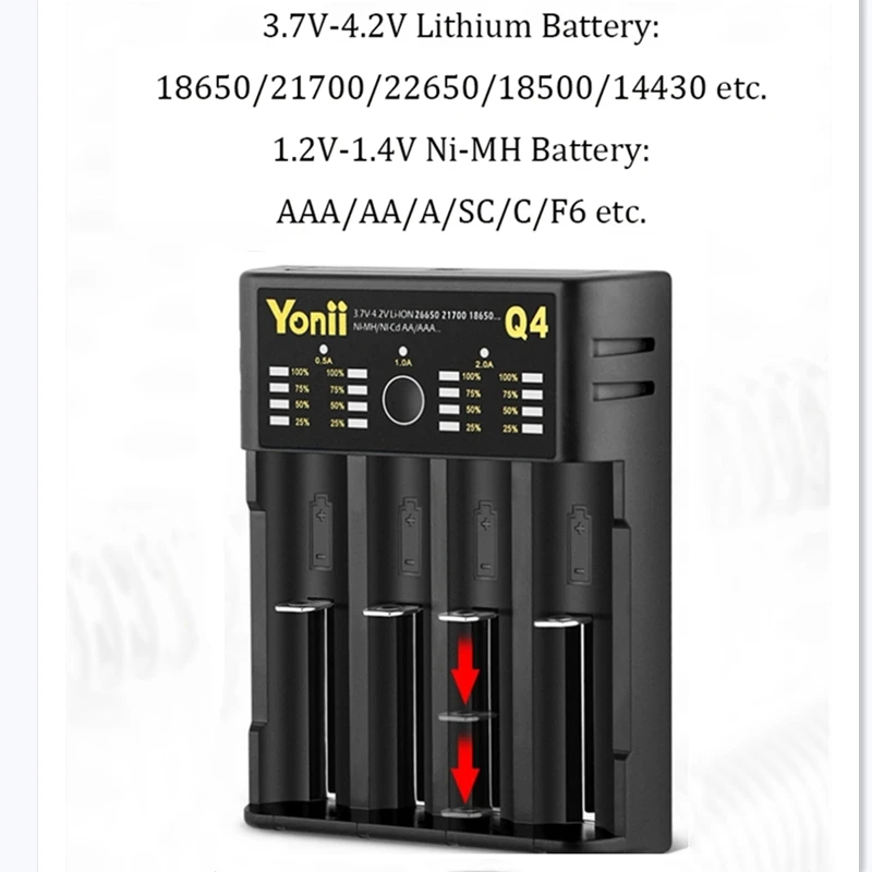

1/2/4 Slot USB Rechargeable Lithium Battery Charger LCD Multi-functional Intelligent Charger for 18650/26650/21700/AAA Battery