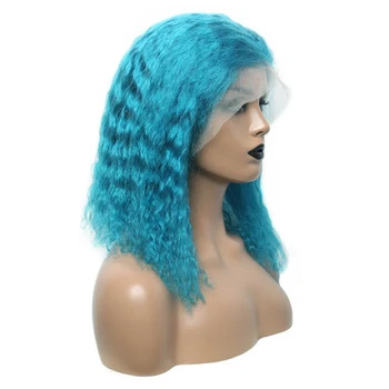 

Blue Color Wigs 150% Curly Lace Front Human Hair Wig Short Bob Wigs Brazilian 13X4 Remy Wigs For Black Women