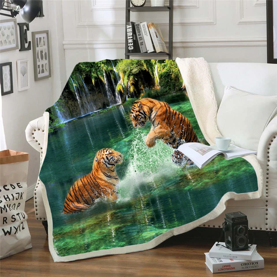 Тигр/лев 3D постельные принадлежности выход Хорошее качество одеяло шерпа одеяло плюшевая бархатная тёплая простыня мультфильм офисное одеяло для короткого сна стиль-001 - Цвет: 6