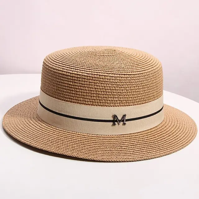 Hat For Women Panama Hat Summer Beach Hat Female Casual Lady Women Flat Brim Straw Cap Girls Sun Hat 4