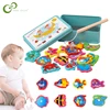 Children Baby Educational Toy Iron Box 15pcs Fishing Wooden Game Set Novelty Toys Cognition Magnetic Toy Set Kids Gifts ZXH 1