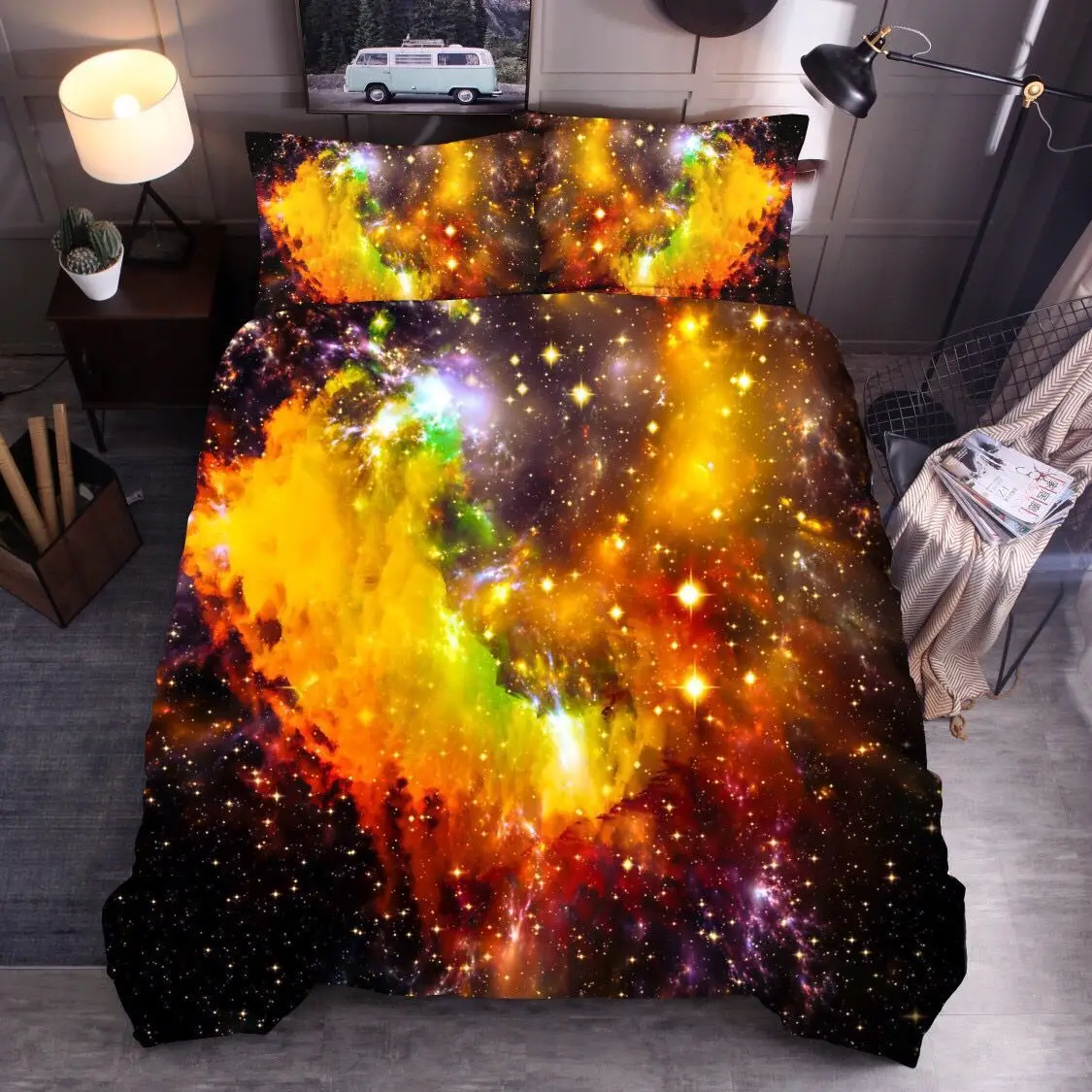 

for Europe And America 3D Bright Starry Sky Nebula Textile Kit Bedding Article