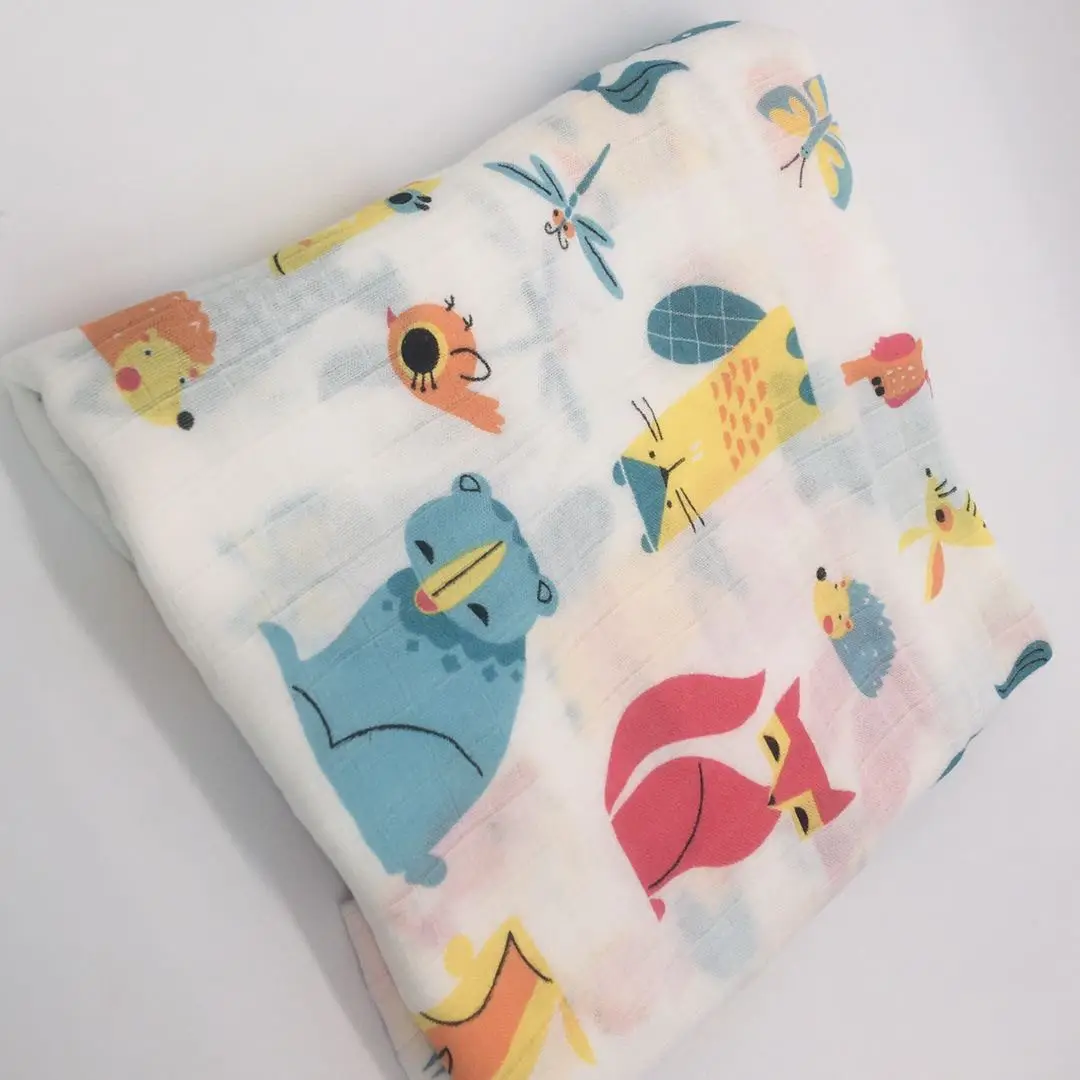 Baby Muslin Swaddle Blankets 70%bamboo + 30%cotton Baby Blanket Newborn Bath Towel Muslin Diaper 4