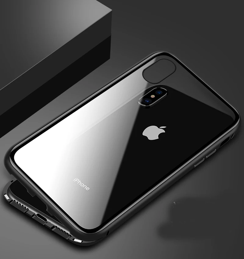 Металлический магнитный адсорбционный чехол для iphone 11 XR 7 8 Plus X XS Pro Max 6 6 S, закаленное стекло, магнитная Защитная крышка