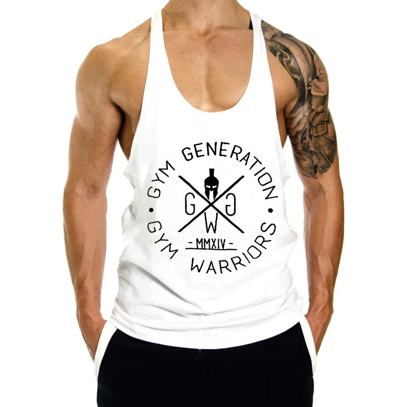 Новая мода хлопчатобумажные рубашки без рукавов майка Мужская Фитнес рубашка мужская майка для бодибилдинга тренировки жилет для фитнеса