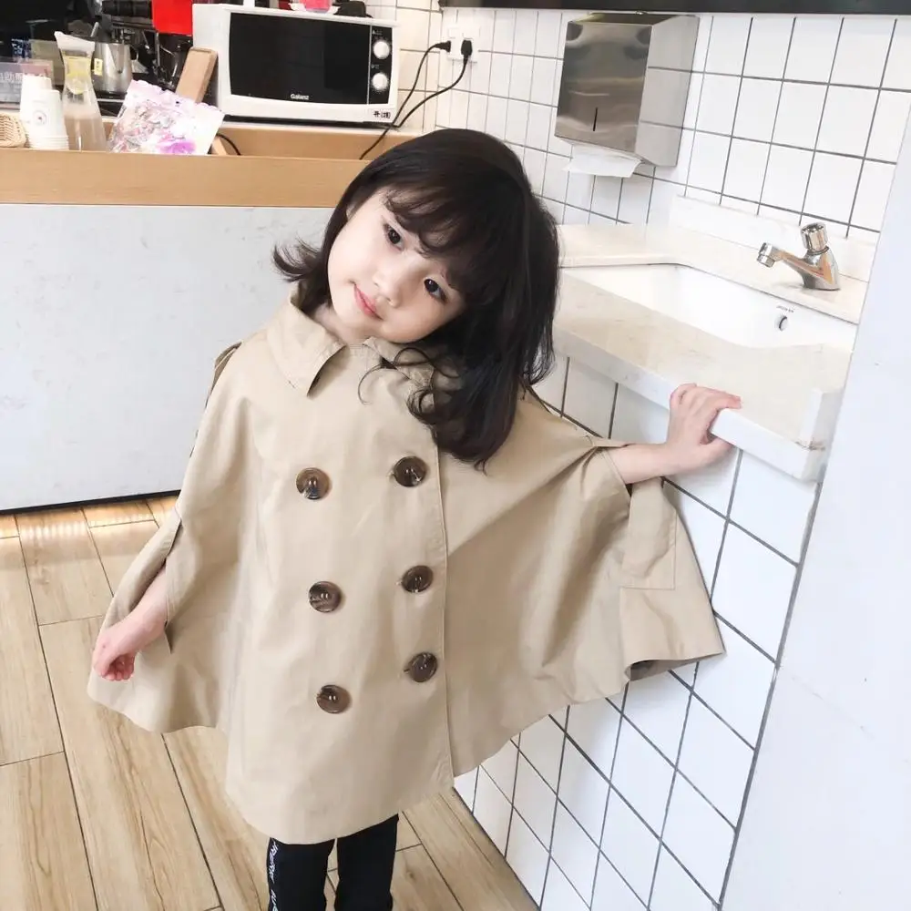 

Autumn girls outwear khaki color cloak in stock