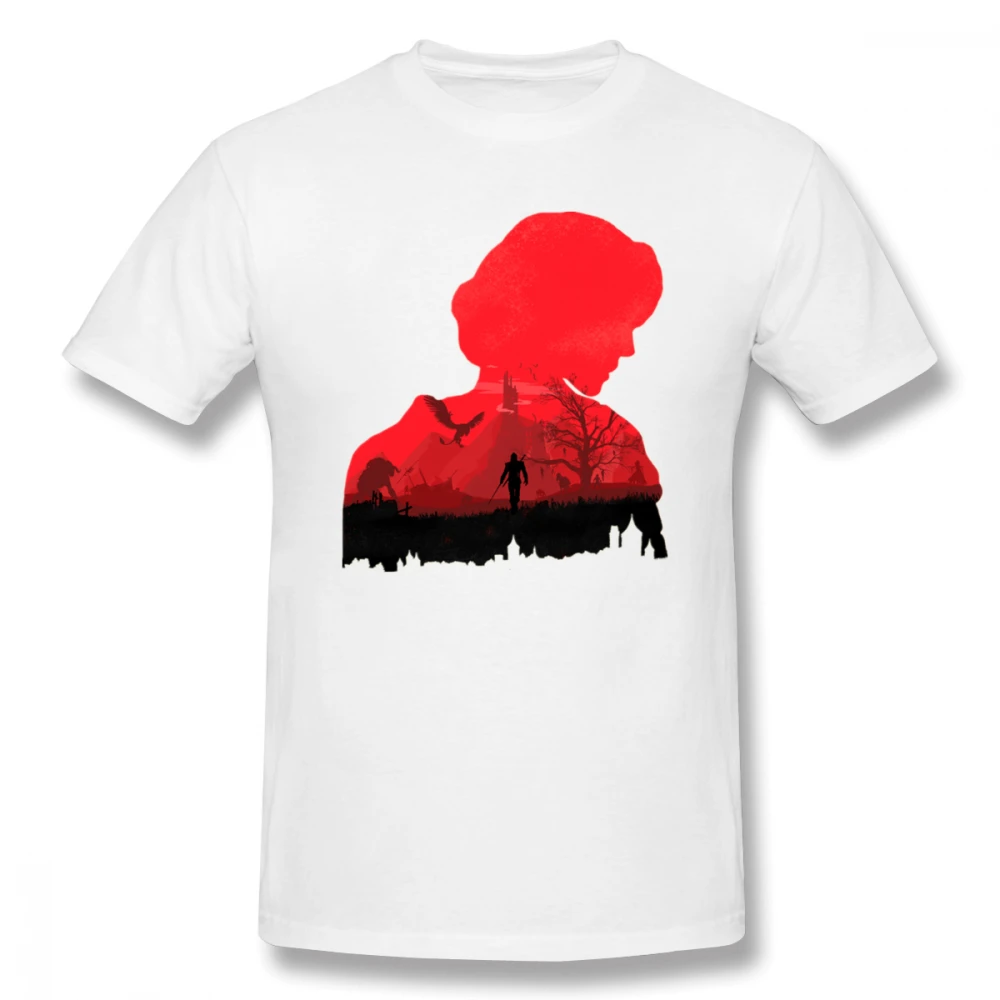 

2019 funny tee cute t shirts The Witcher Wild Hunt men short sleeves cotton tops cool t shirt summer Men's Basic Short T-Shirt