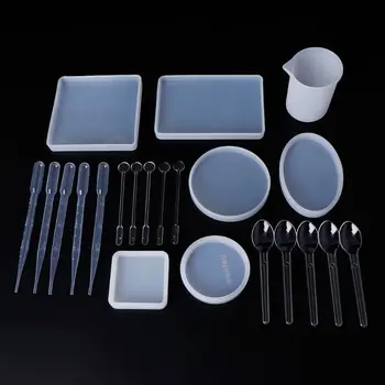 

1 Set Silicone Mold Epoxy Resin Crafts Spoon Dropper Cup Mix Stick Materials Tools DIY Jewelry Making Pendant Accessories Cake