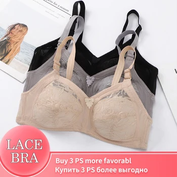 Yenlice Thin Bra Full Cup B 36 38 40 42 Wireless Lace Cotton Thin-Padded Women Bras Breathable Black Single-Bra Classic Bra 1