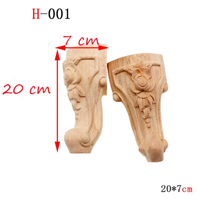 1pcs Furniture With Solid Wood Legs Carving Flower Sofa Seat TV Cabinet Feet, No Paint Drop Ship，Furniture Feet Replace H-001 20x7cm