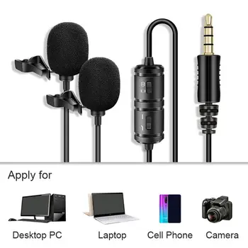 

Dual Lavalier Microphones, Hands Free Clip-on Lapel Mic with Condenser for PC K1AB