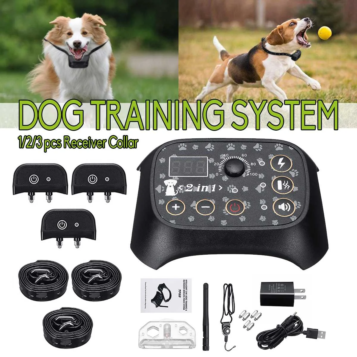 

USB Dog Collar Electronic Wireless Pet Dog Fence Dog Training Collar Containment System Waterproof 1/2/3PCS Transmitter Collar