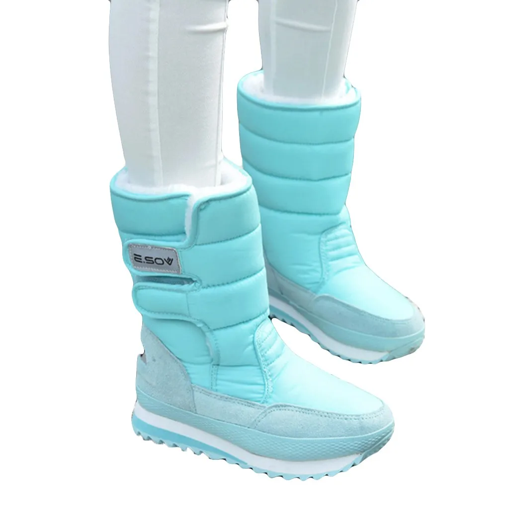 

SAGACE Women's snow boots waterproof plush boots non-slip artificial short plush two-layer leather Essowei warm boots 2019