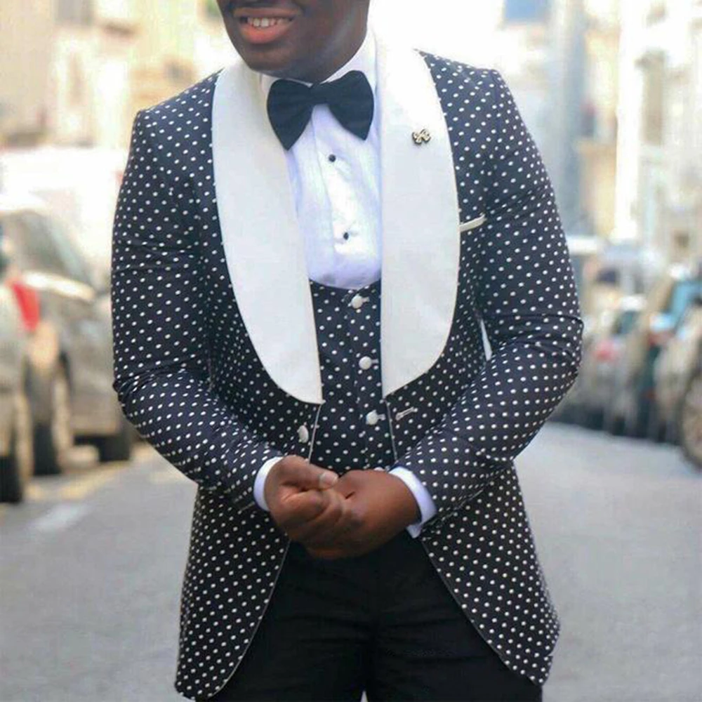 Formal Business Men Suits 3 Pieces Groom Wear Wedding Tuxedos White Lapel Jacket+Vest+Pants Slim Fit Male Clothing Custom Made blazer for men wedding