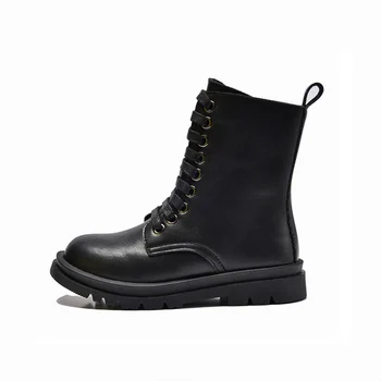 

Children's Martin Boots Genuine Leather Shoes Big Kids Fashion Autumn New Boys and Girls Mid Boots