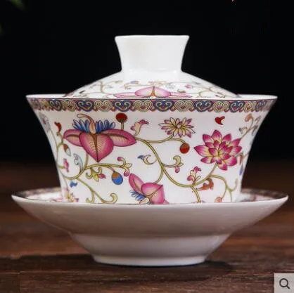 Китайский Sancai Gaiwan голубой и белый фарфоровый чайный набор кунг-фу Tureen керамическая чашка для чая здоровья чашки чая и блюдца мастер чашки - Цвет: 300ml