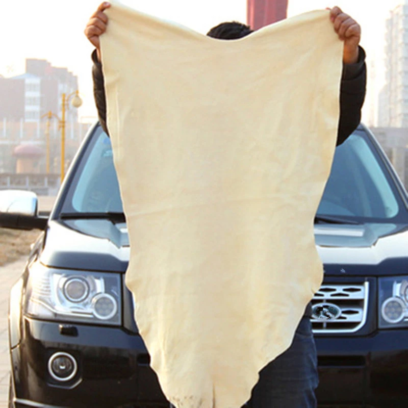 Natural Chamois Leather Car Cleaning Washing Cloth Suede Absorbent Drying Towel~