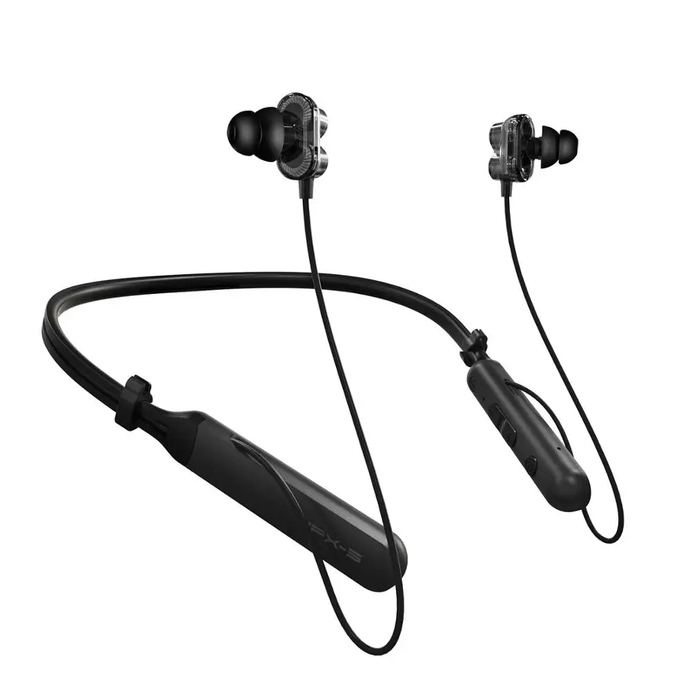 Black Plextone BX345 Bluetooth беспроводные наушники Шейная гарнитура для iPhone, двойные динамики наушники спортивные наушники для бега с микрофоном гарнитура - Цвет: Black