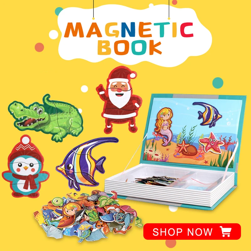 1 Набор Магнитные Головоломки 3D книги DIY сборка паззл доска дети распознавание Обучающие игрушки игра-головоломка Рождественский подарок для детей