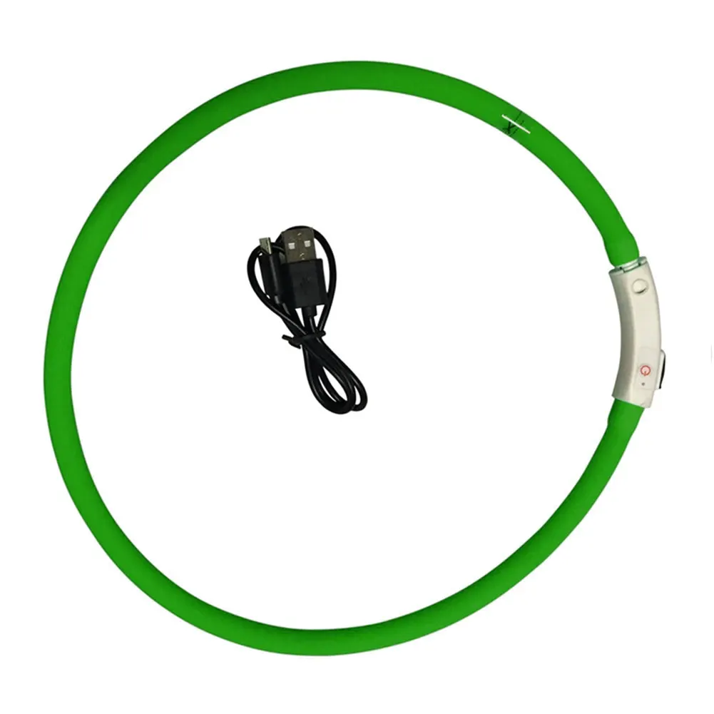 Ошейник для кошек и собак, анти-потеря, USB Перезаряжаемый, светящийся мигающий светодиодный светильник, ошейник, ремни, товары для собак - Цвет: Зеленый