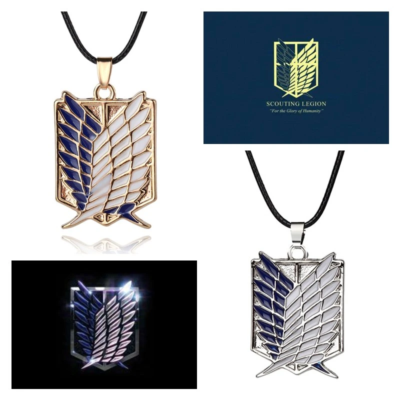pic Aot Scout Symbol anime attack on titan cosplay accessories 4 styles scout regiment symbol wings of liberty necklace leather chain metal pendant