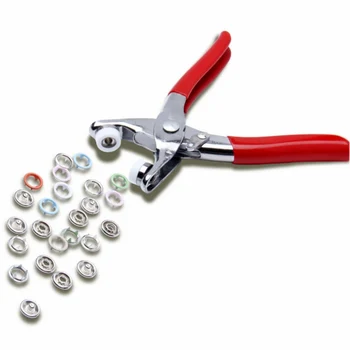 

9.5mm Metal Fastener Press Studs Resin Buttons with Clip Pliers Needlework Sewing Press Machine Tools DIY Clothes Accessories