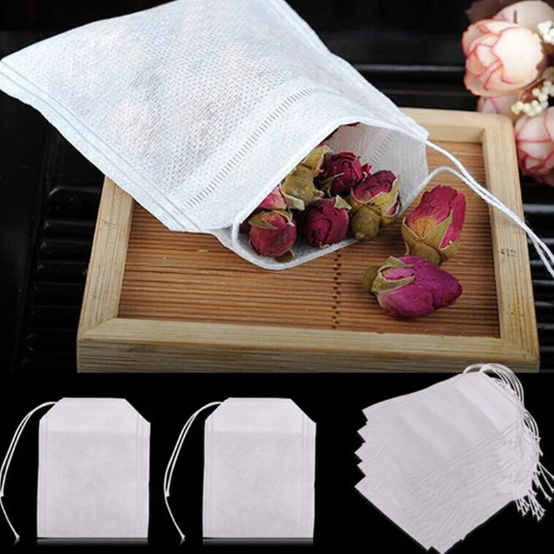 

HIFUAR 100 Pcs Tea Bags Bags For Tea Bag Infuser With String Heal Seal 5.5 x 7CM Sachet Filter Paper Teabags Empty Tea Bags