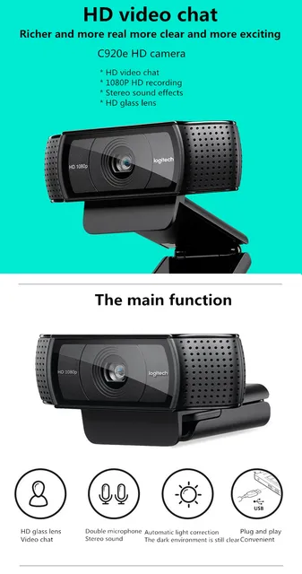 Logitech C920 PRO HD Webcam, 1080p Video with Stereo Audio