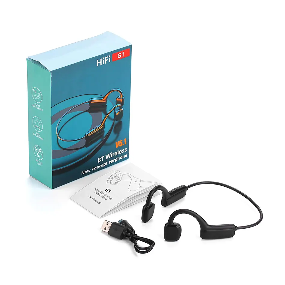 2020 New Bone Conduction Headset G1 Bluetooth 5 1 Open Ear Sports Headphones with Mic Handsfree Calling for iPhone Samsung