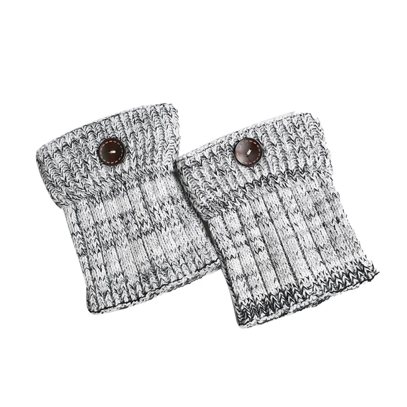 Women Winter Leg Warmers Short Button Decorative Thermal Acrylic Knitted Boot Cuffs Yoga Socks Cover Shoe Accessories - Цвет: WB