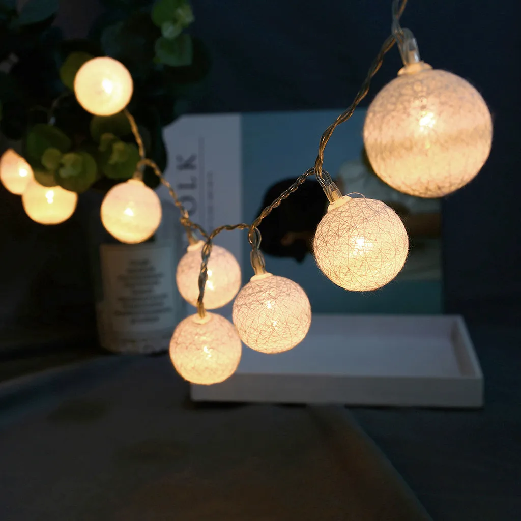 

Cotton Ball String Lights 20 LED Cotton Remote Control String Lights Decor