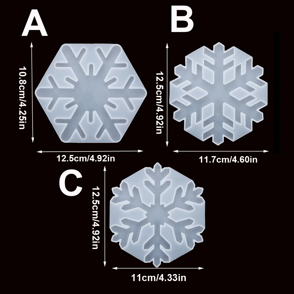 1Pcs Christmas Snowflakes Coaster Resin Silicone Mould DIY Crystal Epoxy Resin Mold Christmas Tree Pendant Xmas Ornament Making
