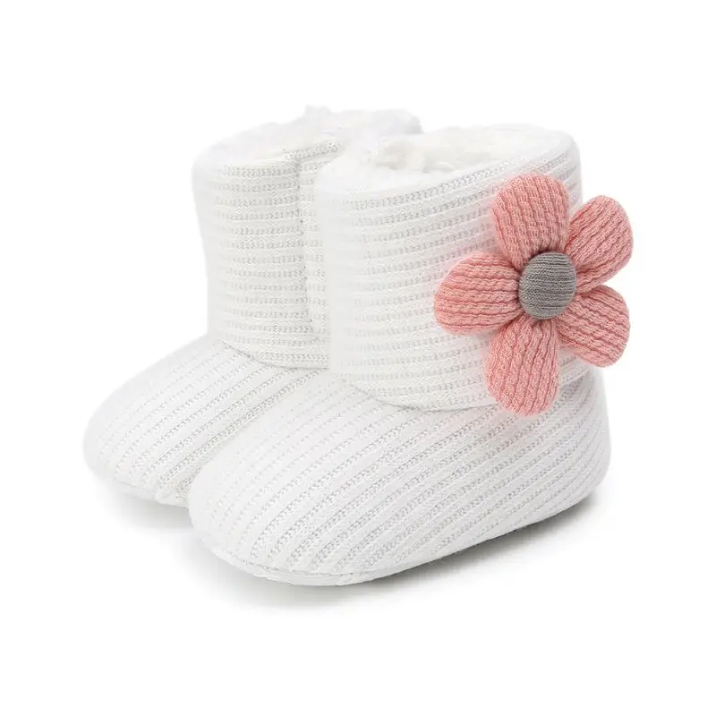 Ботинки для девочек; детская обувь; вязаные ботинки на меху; короткие теплые мягкие зимние ботинки; 0-18 месяцев - Цвет: B3