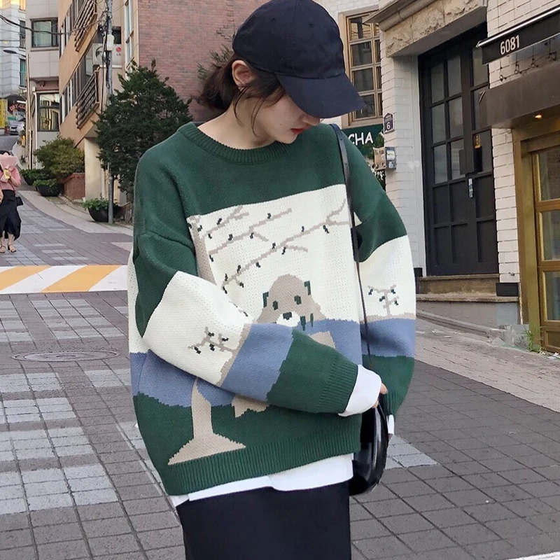 Koala Pattern Sweater Women's Autumn/winter Loose Round Neck Jacquard Pullover Woman Sweater Knitwear Leisure Casual O-Neck Tops Koala Pattern Sweater Women's Autumn/winter Loose Round Neck Jacquard Pullover Woman Sweater Knitwear Leisure Casual O-Neck Tops