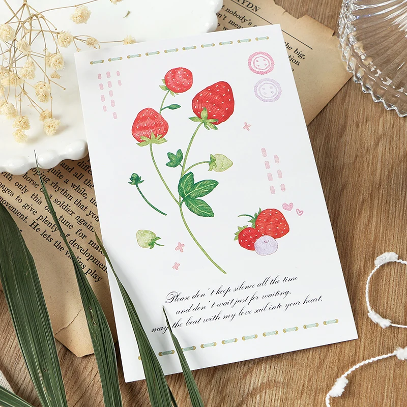 30 Sheets/Set Novelty Embroidery Forest Series Postcard Strawberry Mushroom Greeting Cards Birthday Gift Cards