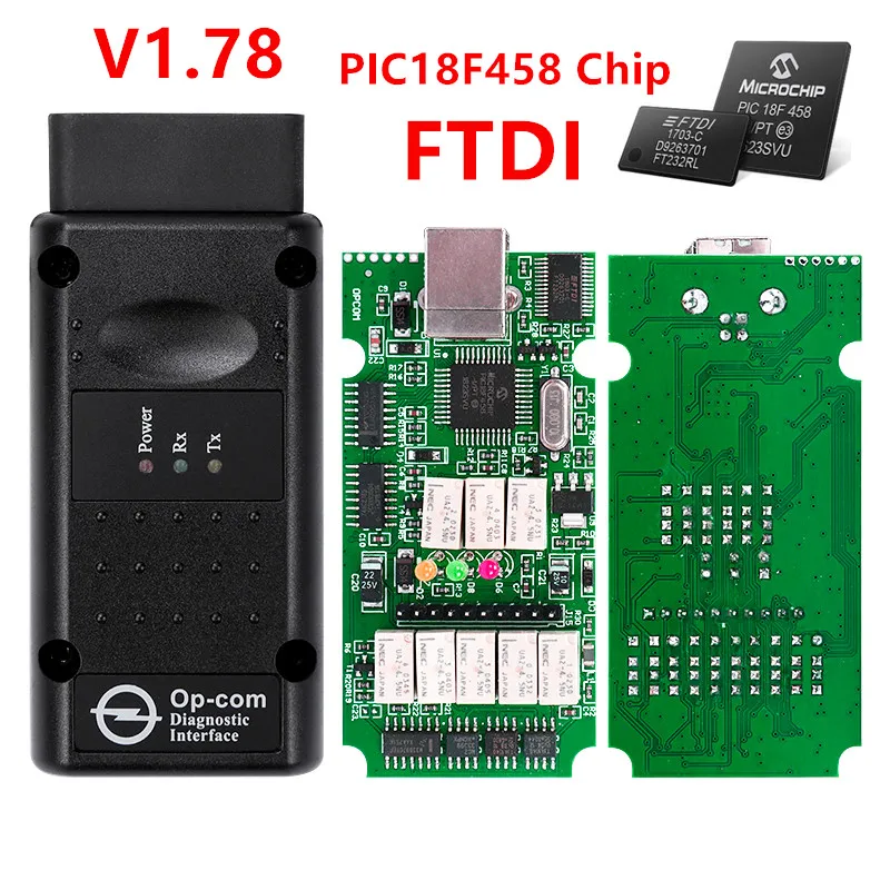 Opcom V1.70/V1.78/V1.99 в с PIC18F458 FTDI FT232RL чип OBD OBD2 диагностический инструмент для Opel Op Com Can Bus диагностический кабель - Цвет: opcom v1.78