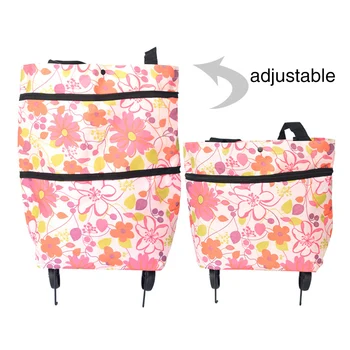 

Folding Lightweight Shopping Bag Groceries Fashion Portable Home Eco-friendly Cart Oxford Cloth On Wheels Large Capacity