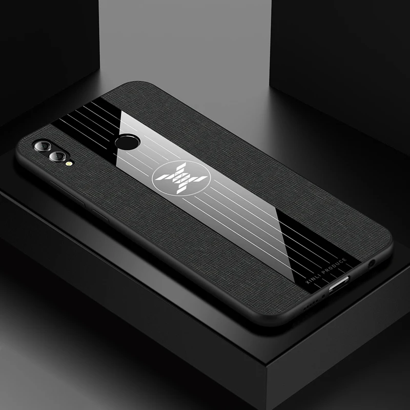YonLinTan coque, чехол, для Huawei Honor 6X 7X 8X Max Play 7 8 X холщовый Мягкий ТПУ автомобильный магнитный металлический кольцевой кронштейн, чехлы для мобильных телефонов - Цвет: black