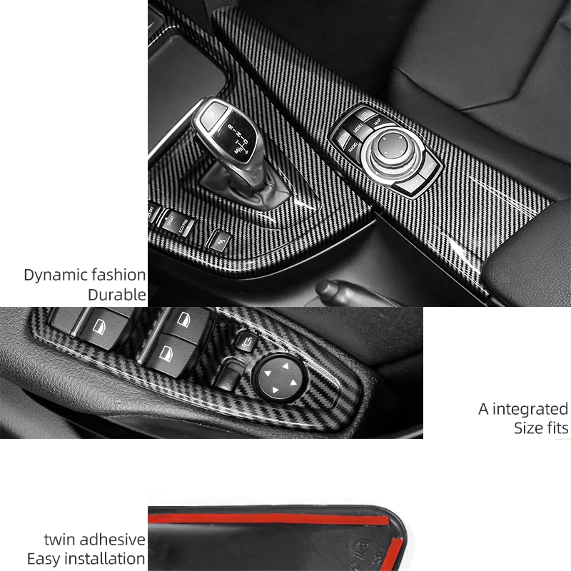 BMW F30 F34 F32 3시리즈 4시리즈 카본 파이버 ABS 자동차 센터 콘솔 도어 핸들 커버 트림 스티커 키트 자동차 내부 액세서리