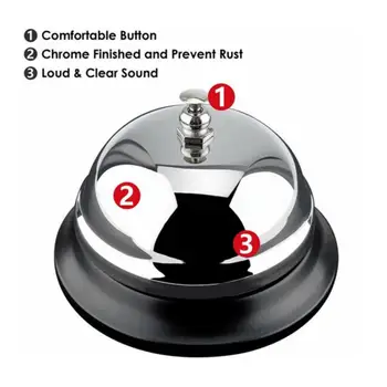 

1Pcs New Desk Kitchen Hotel Counter Reception Small Silver Bell Meal Summoning Bell Restaurant Kitchen Call Bell Service Ring