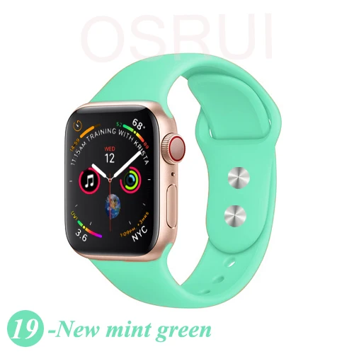Ремешок для спортивных часов для apple watch band 42 мм/38 мм apple watch 4 3 2 band iwatch band 44 мм/40 мм браслет ремень часы аксессуары - Цвет ремешка: 19-New mint green