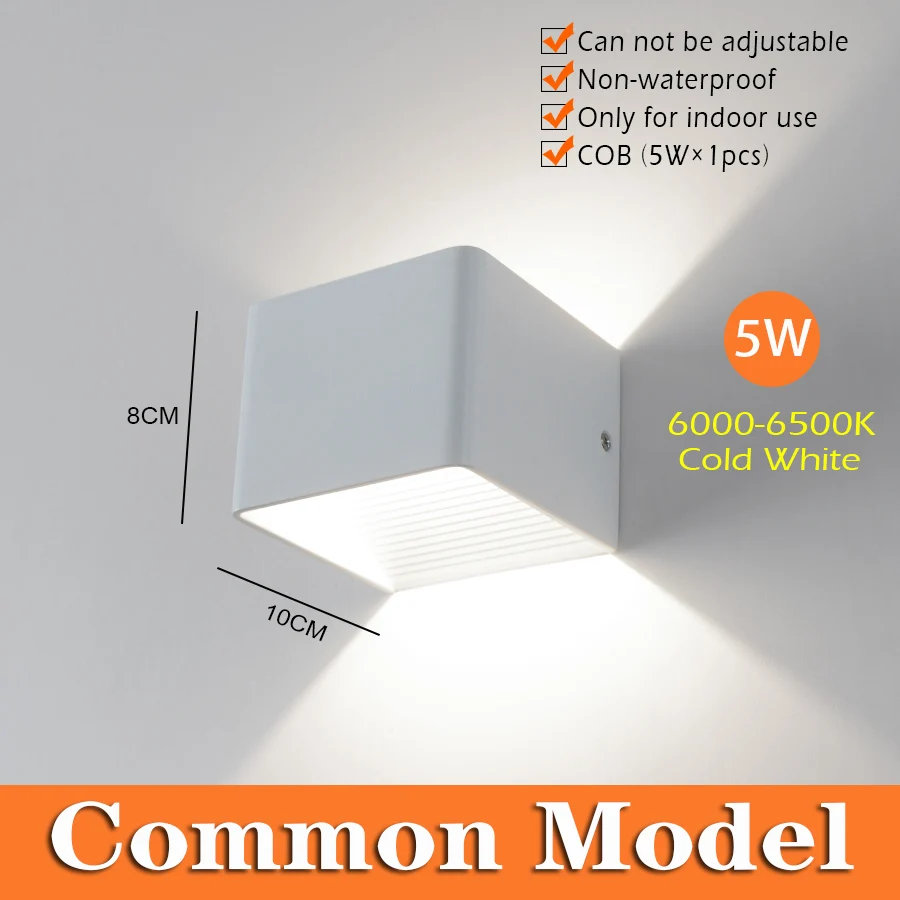 Регулируемый 6 Вт светодиодный настенный светильник IP65 водонепроницаемый внутренний и наружный алюминиевый настенный светильник поверхностного монтажа светодиодный светильник для сада и крыльца - Цвет абажура: 5W --- (cold white)