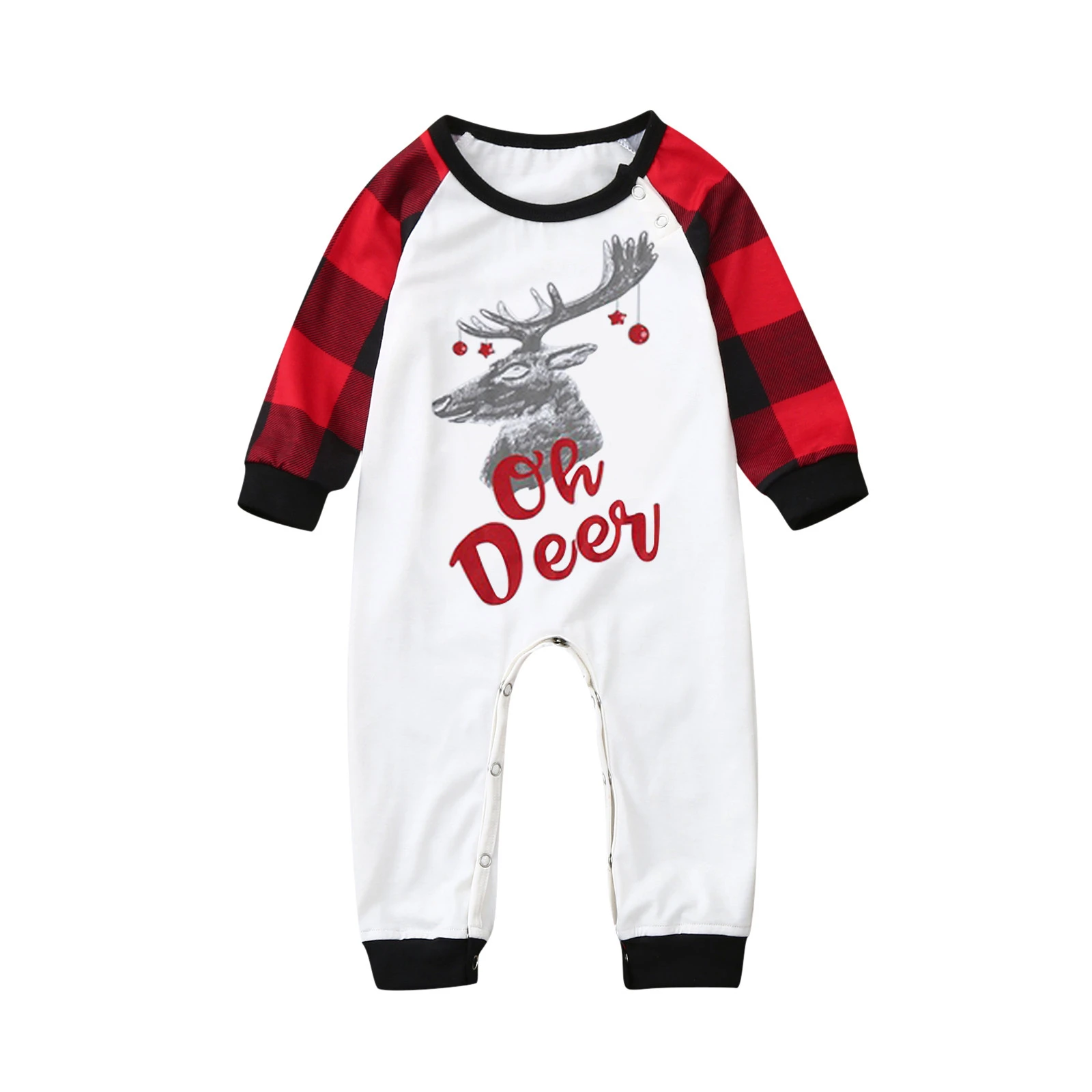 Newborn Baby Boys Girls Sleepwear Christmas Deer Palid Romper Long Sleeve Jumpsuit Pajamas 6 9 12 18 24 Months Roupa De Bebe Rompers Aliexpress