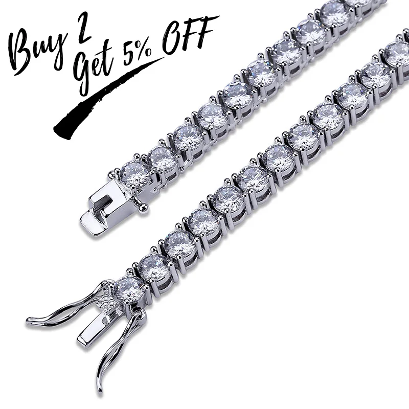 TOPGRILLZ 5MM Iced Out Bling AAA Zircon 1 Row Tennis Chain