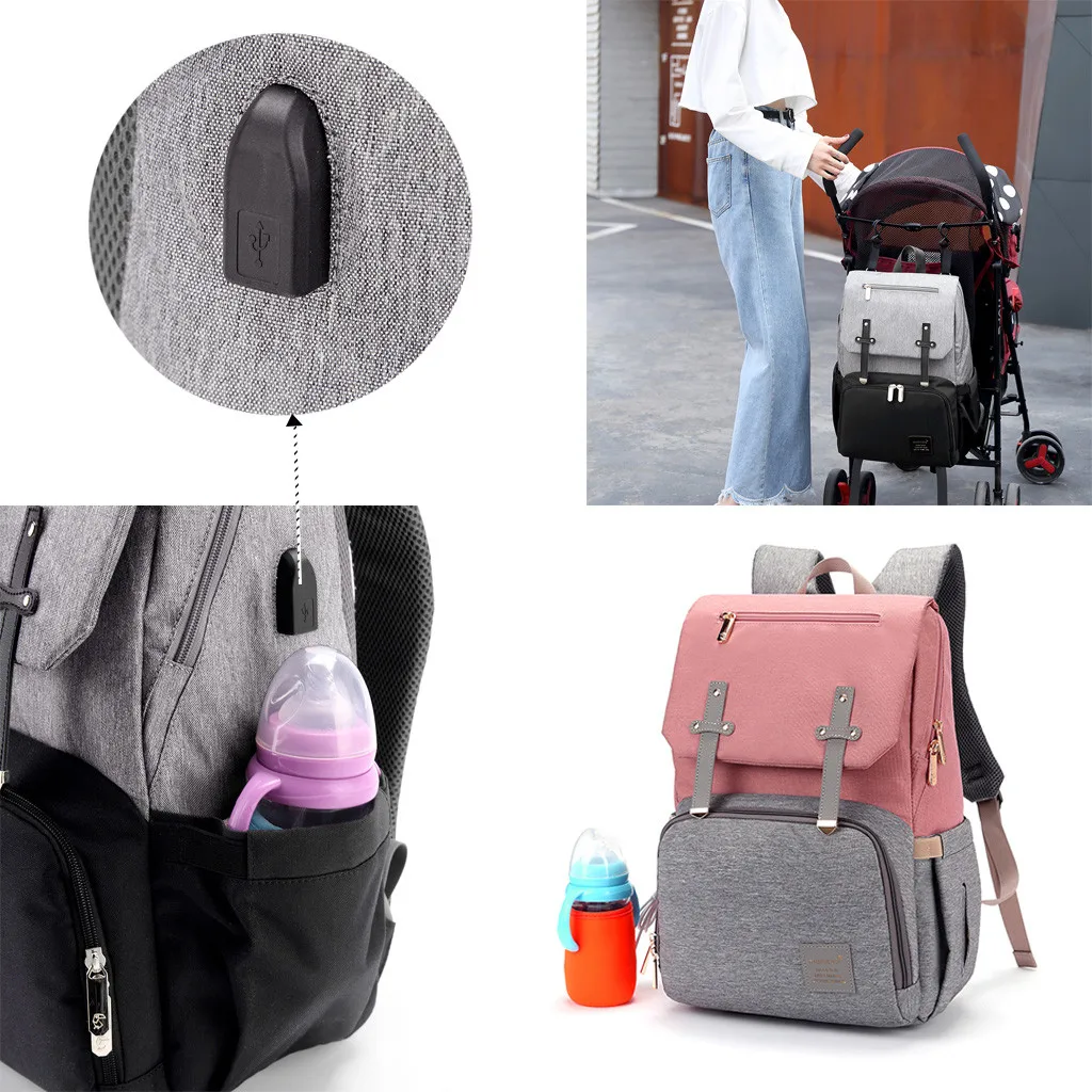 Сумка для подгузников с интерфейсом USB, Большой Вместительный рюкзак для путешествий, водонепроницаемый Набор сумок для подгузников, сумка для мам и мам