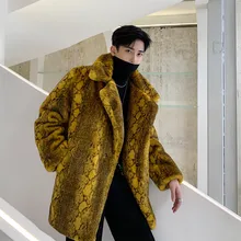 Мужская и женская пара винтажная уличная мода хип-хоп повседневное Свободное пальто Верхняя одежда Мужская Зимняя Толстая искусственная Меховая куртка верхняя одежда