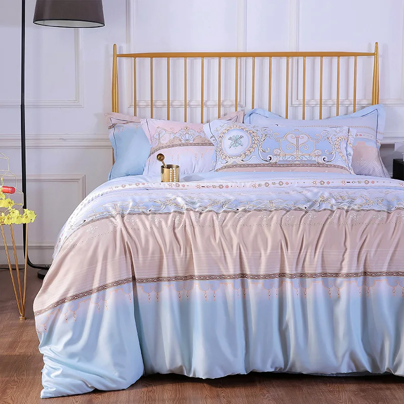 

Bed Linen Tencel Lyocell Fiber Bedding Set 40S 130*70 High Density Europe Style Bed Sheet Quilt Cover Pillowcase 4pcs Set