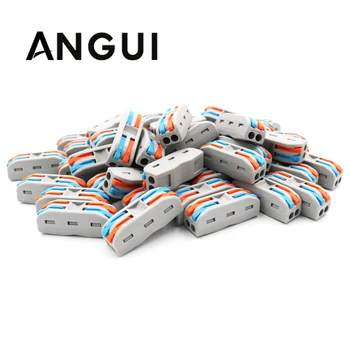 

50pcs/lot PCT 2 - 2 pole pin Compact Wire Wiring Connector Conductor Terminal Block Lever 0.08-2.5mm2 Universal